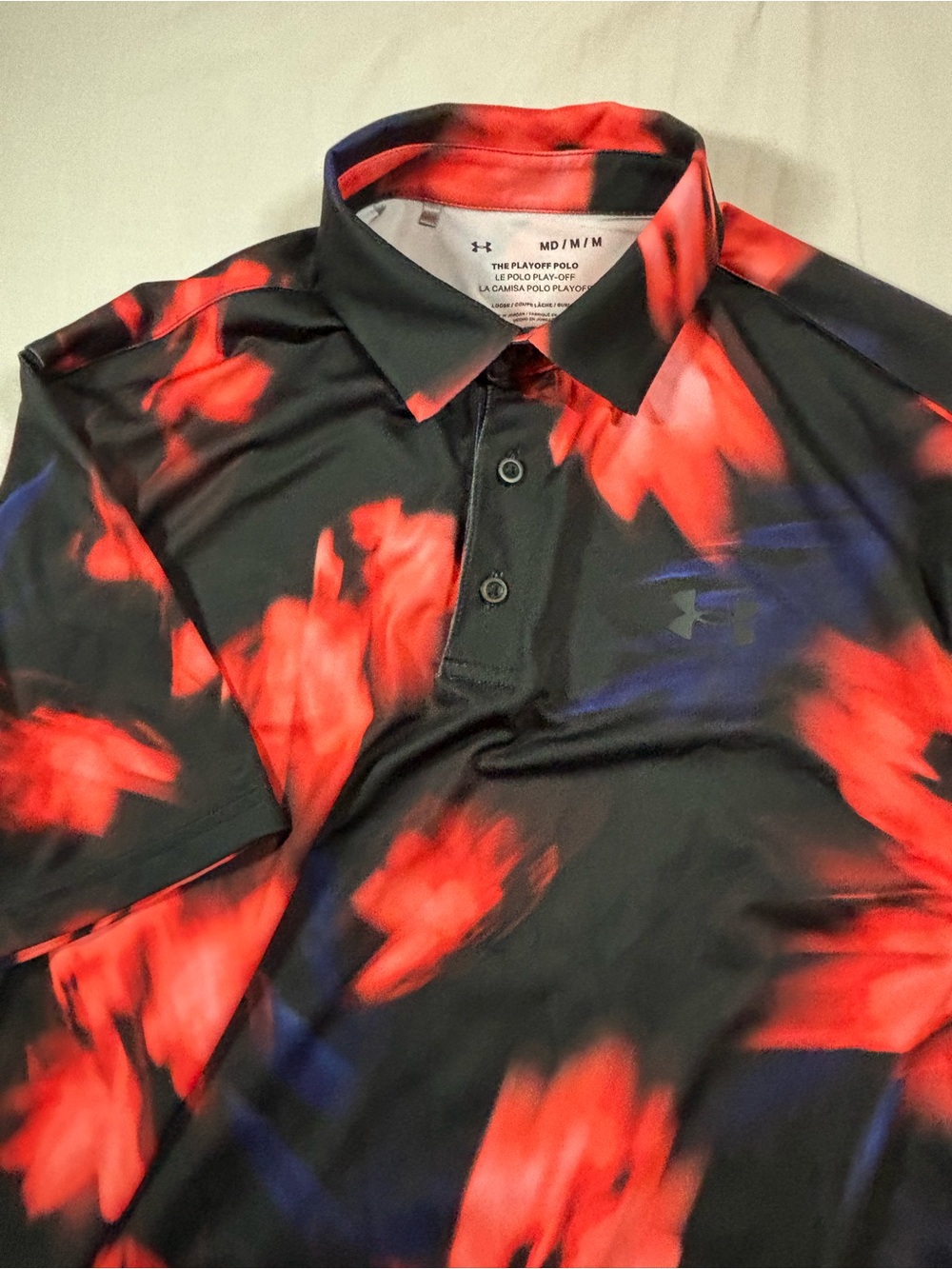 Under Armour Men’s Black Polo with Red Floral Print